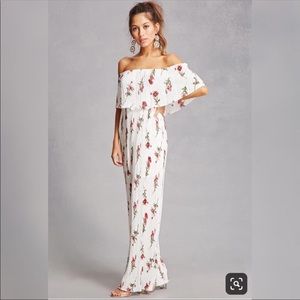 Off the shoulder white floral dress